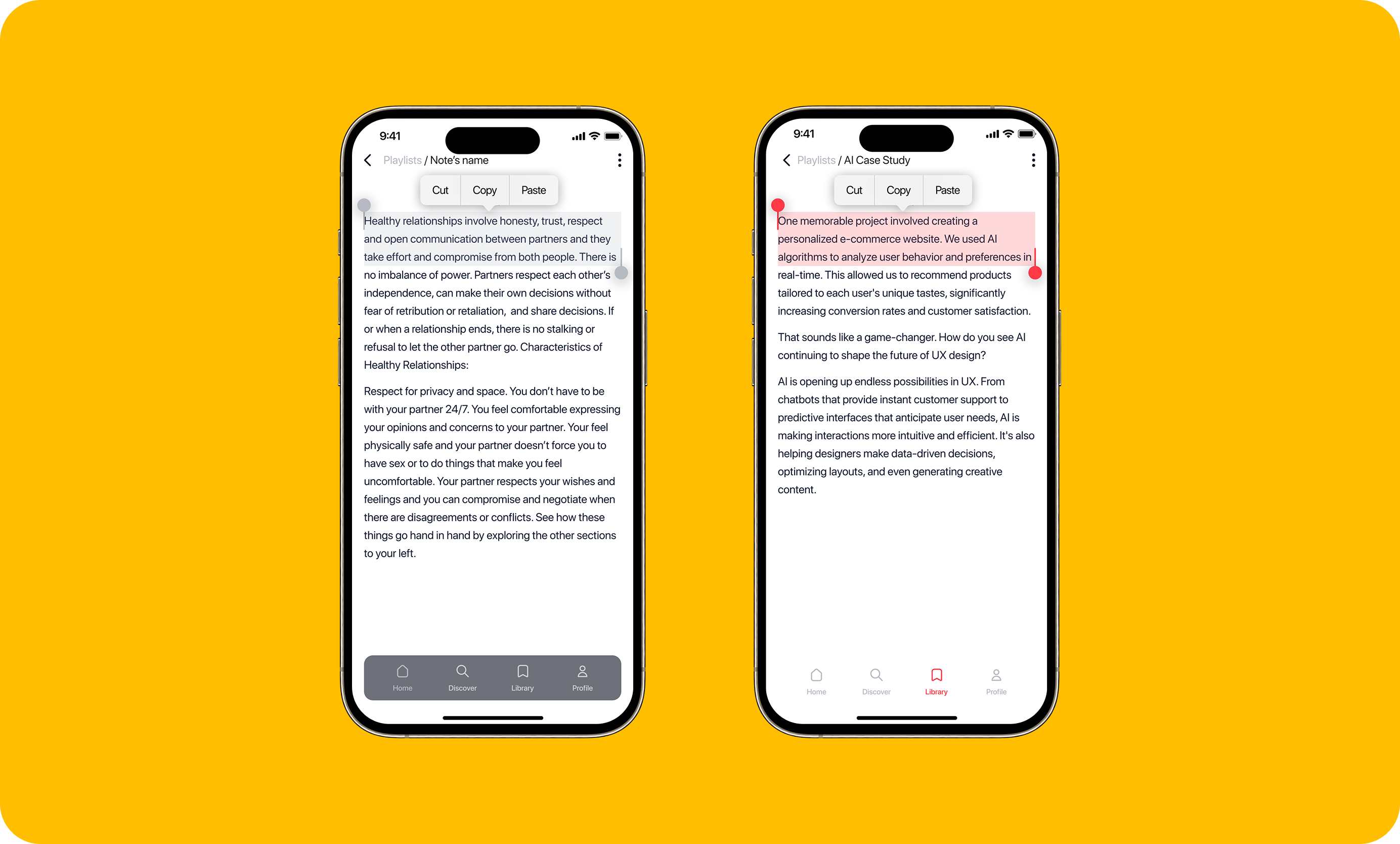Segment saving screens