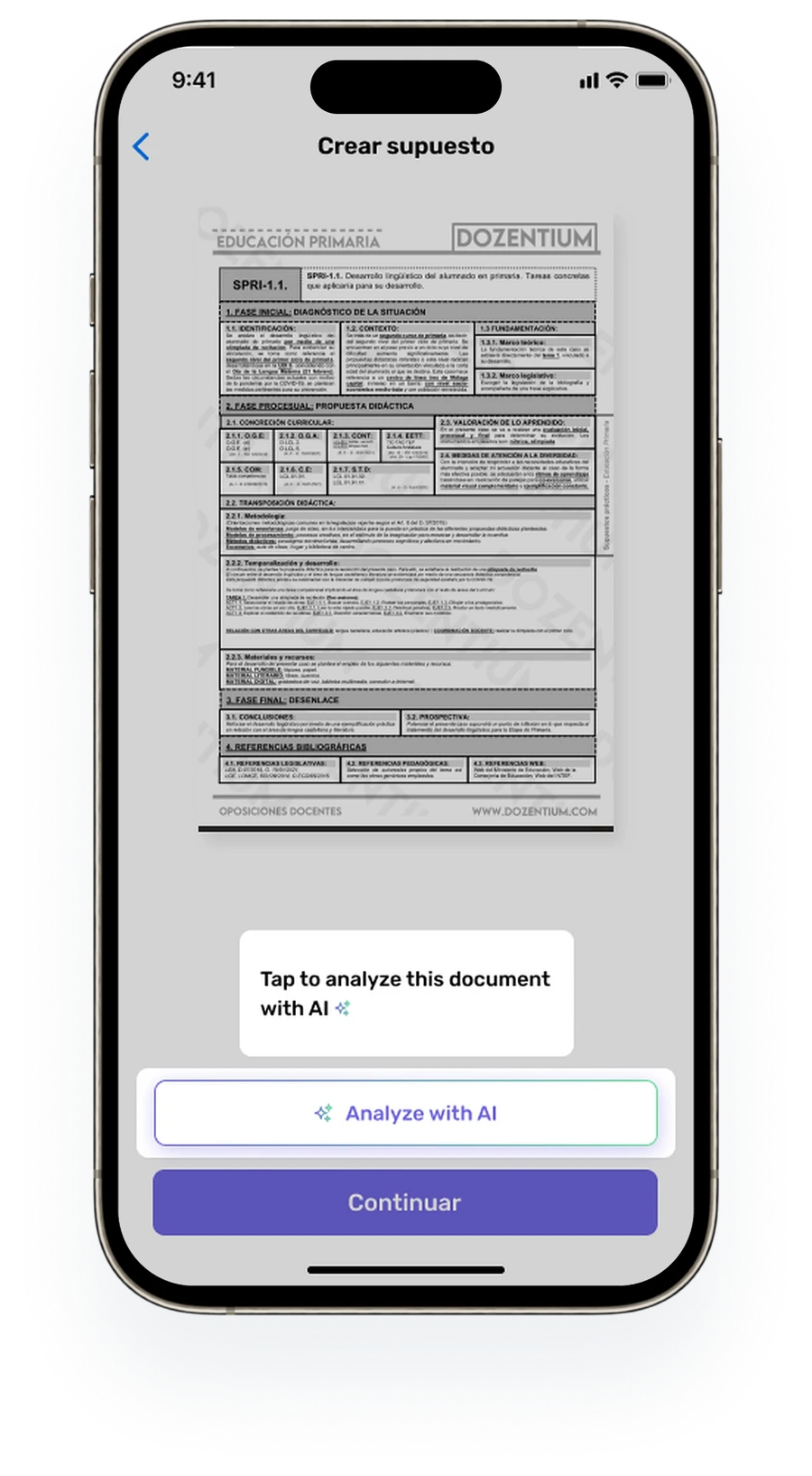 Uploaded PDF with the Analyze with AI button